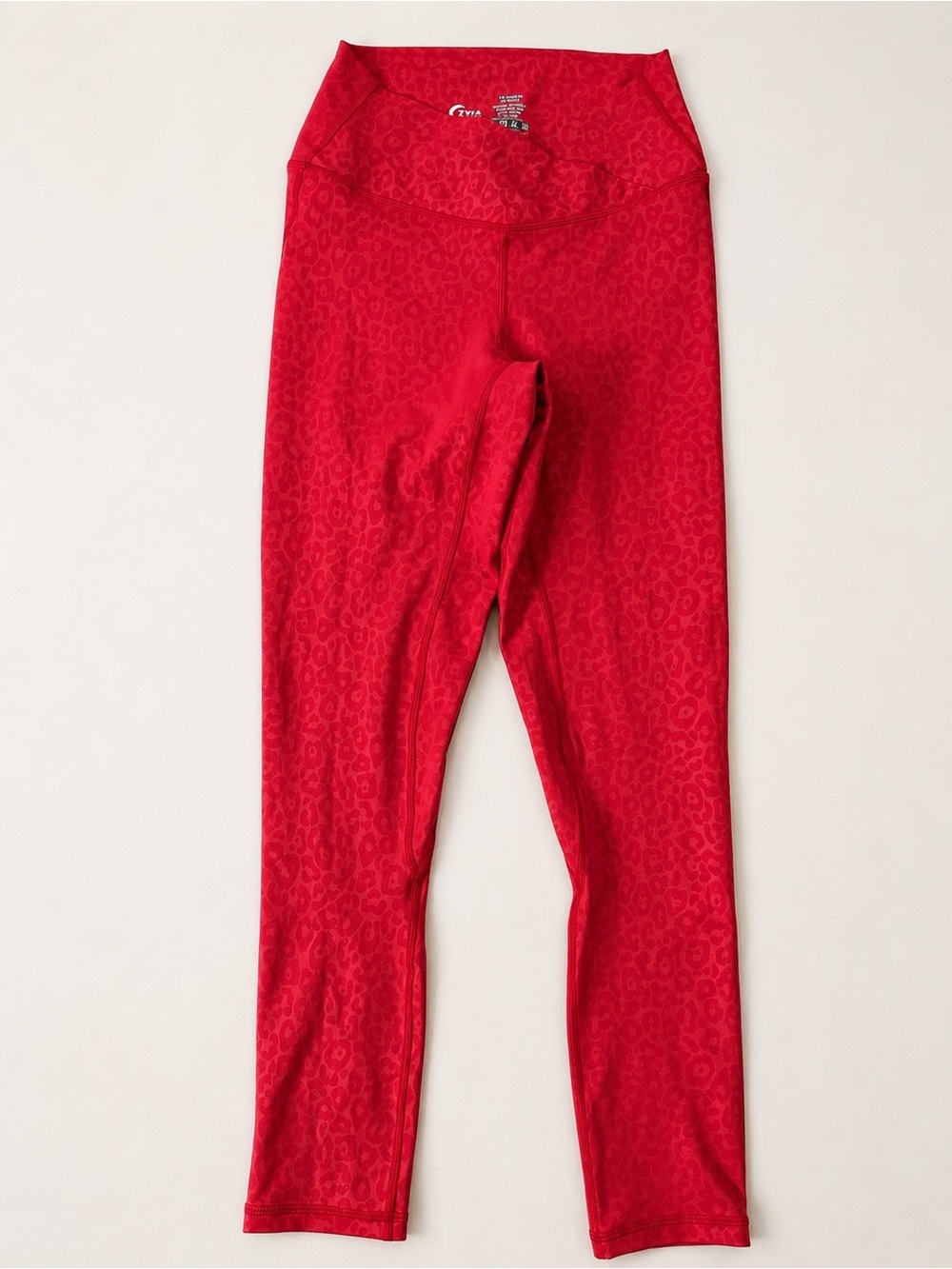 ZYIA Active Leopard Print Red High Rise Scrunch Butt Crop Leggings Women’s 4